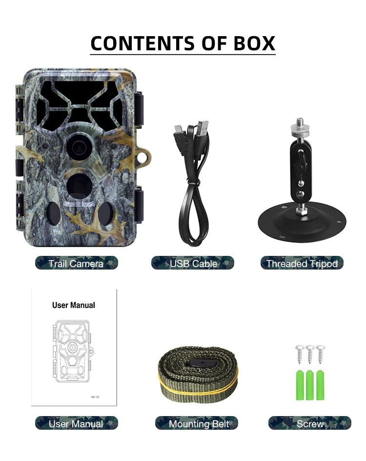 32MP Trail Camera, Game Camera with Night Vision 0.1s Trigger Time